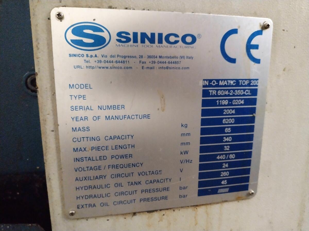 Additional image #2 for Sinico Sin-O-Matic TOP2000 Twin Spindle CNC Cutting Machine